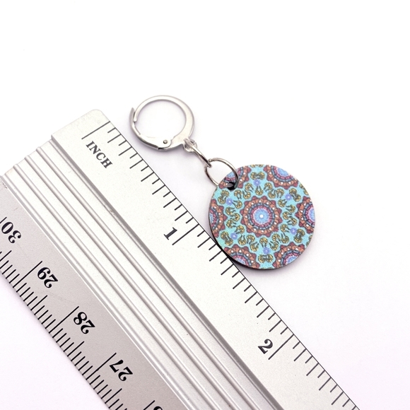 Wooden Mandela Boho Earrings - Picture 5 of 5